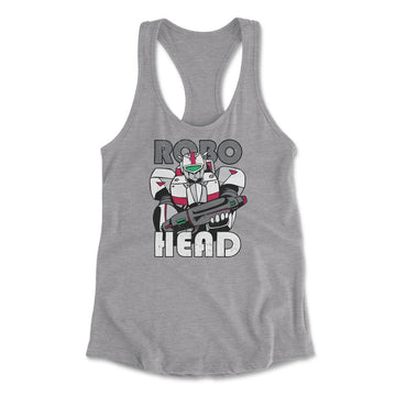 Robo Head Womens Racerback Tank in Heather Grey color